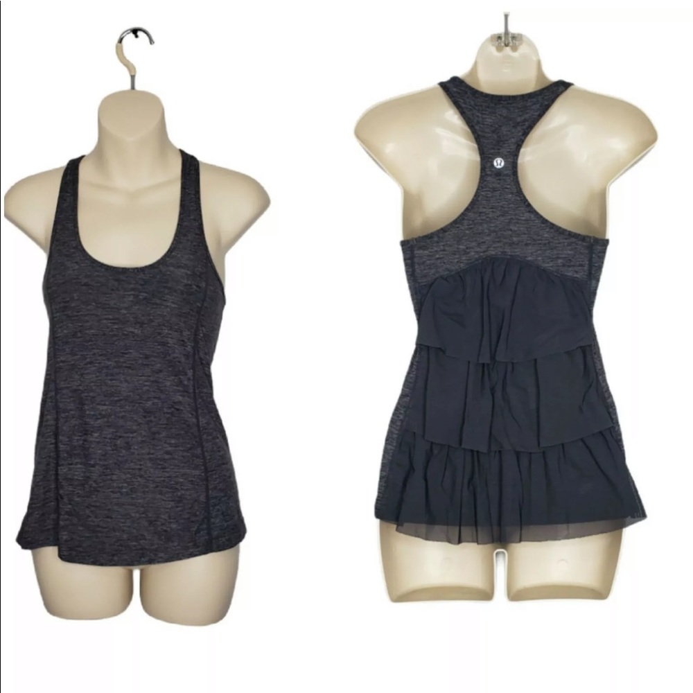 Lululemon special edition frilled tank grey size 2